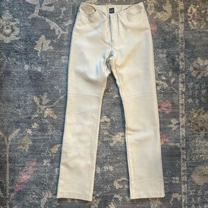 GAP Cream Leather Straight Leg Trousers